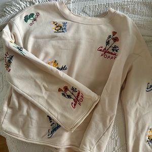 Cream Embroidered Madewell Pullover Sweatshirt